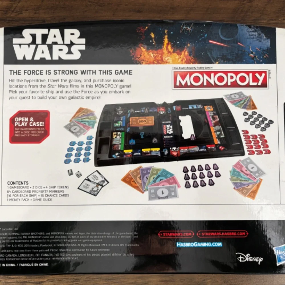 NEW! STAR WARS Monopoly DISNEY Edition Open & Play Case Box 2015 Hasbro Game